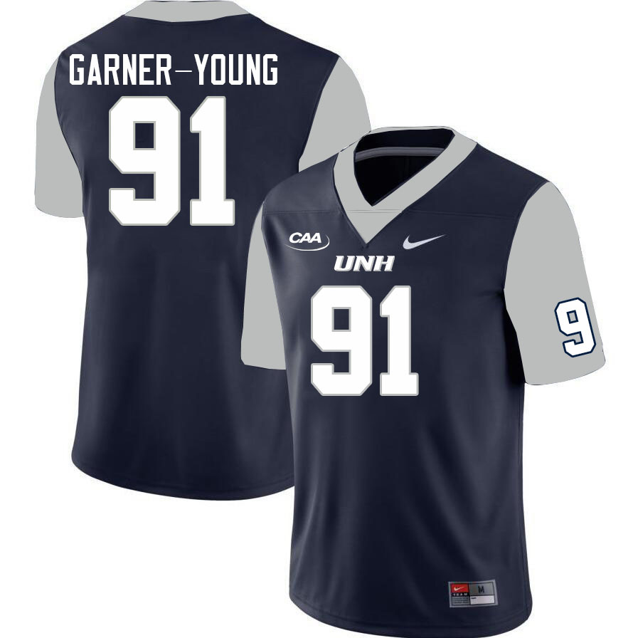 New Hampshire Wildcats #91 Cameron Garner-Young College Football Jerseys Stitched Sale-Navy